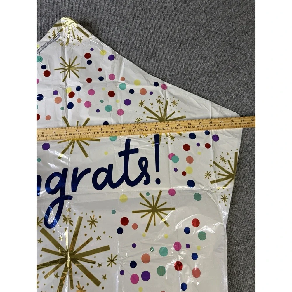 Congrats Graduation Balloon Set of 5 Gold & Confetti Helium‎ Foil Balloons